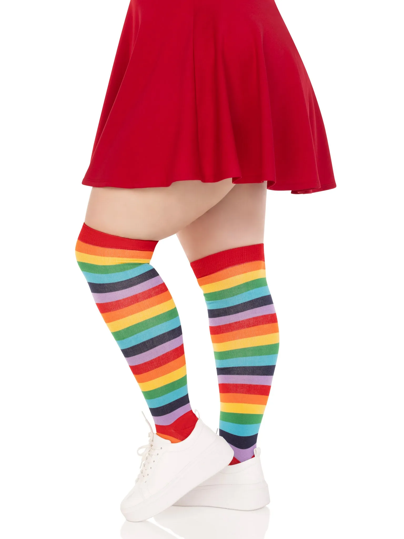 Cherry Plus Rainbow Thigh High Socks