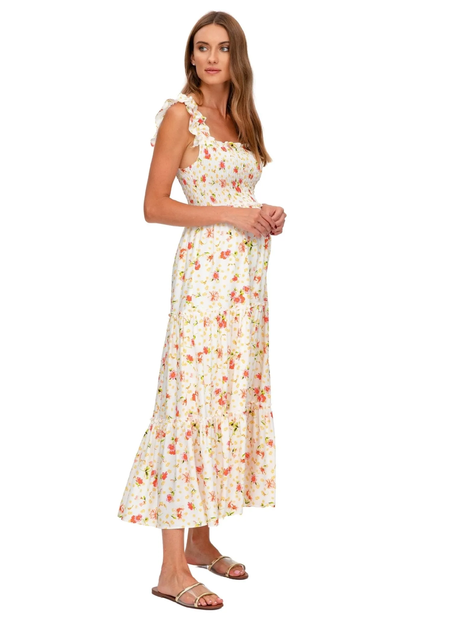 Chloe Long Maternity Dress - Romantic Garden