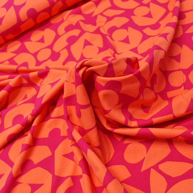 Cotton Elastane Jersey - Sweetie - Pink and Orange