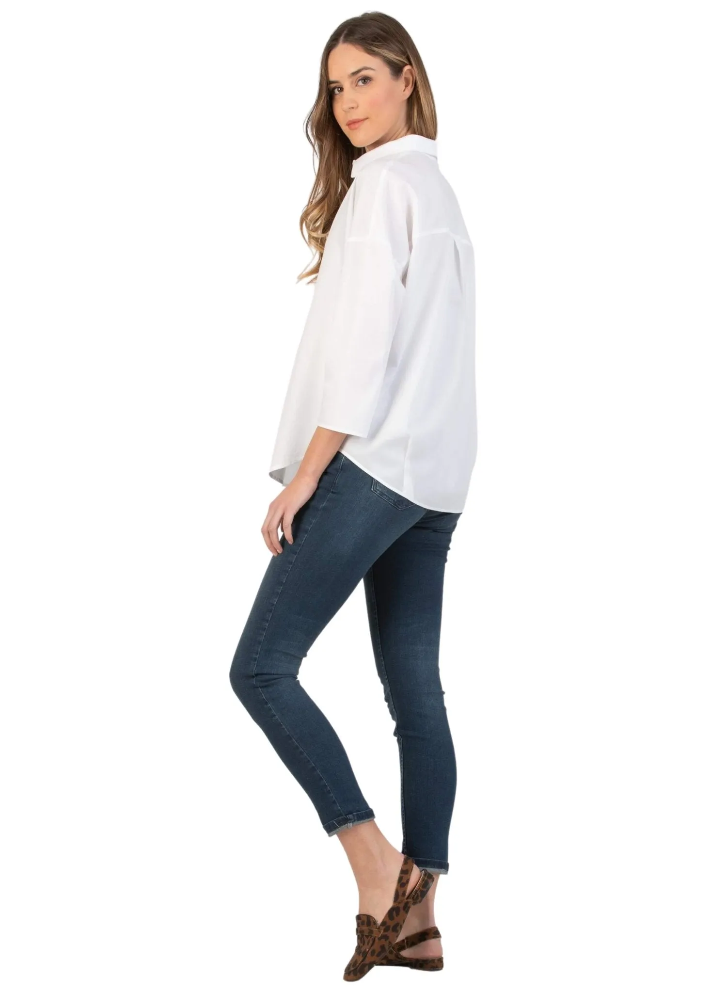 Cotton Maternity Shirt - White