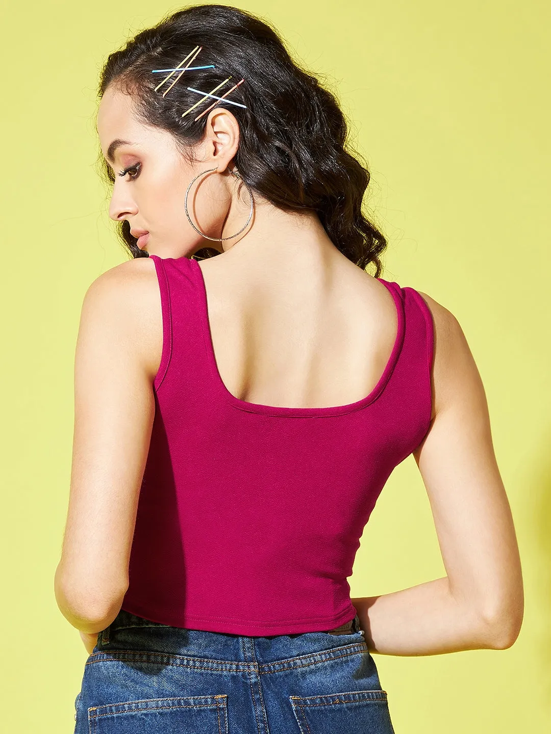 Cotton Stretchable Basic Round Neck Crop Top