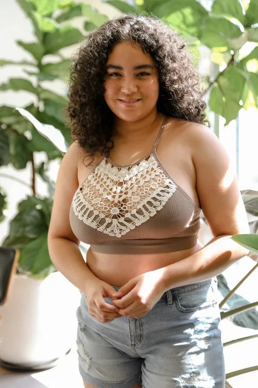 Crochet High Neck Bralette - Mocha