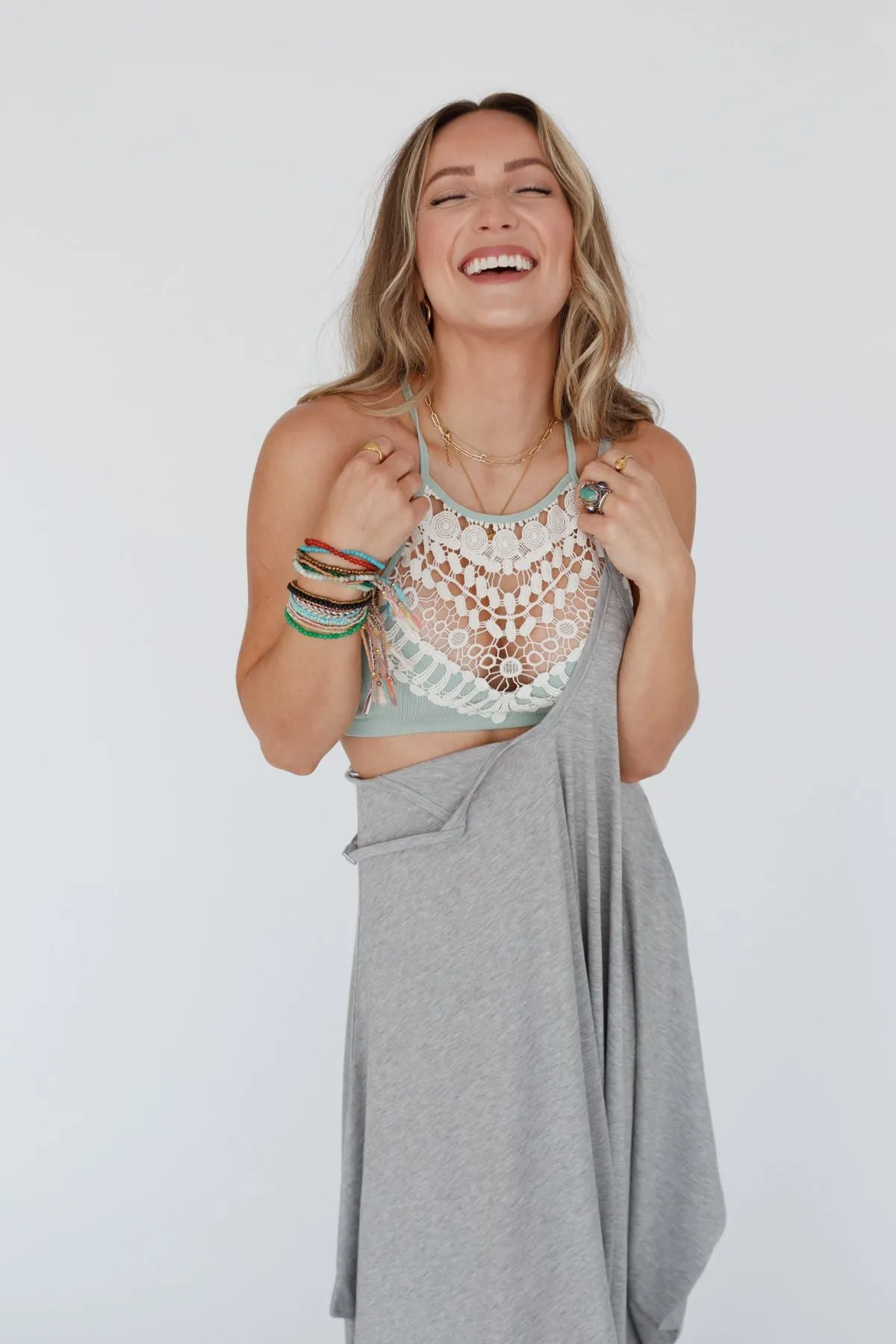 Crochet High Neck Bralette - Sage