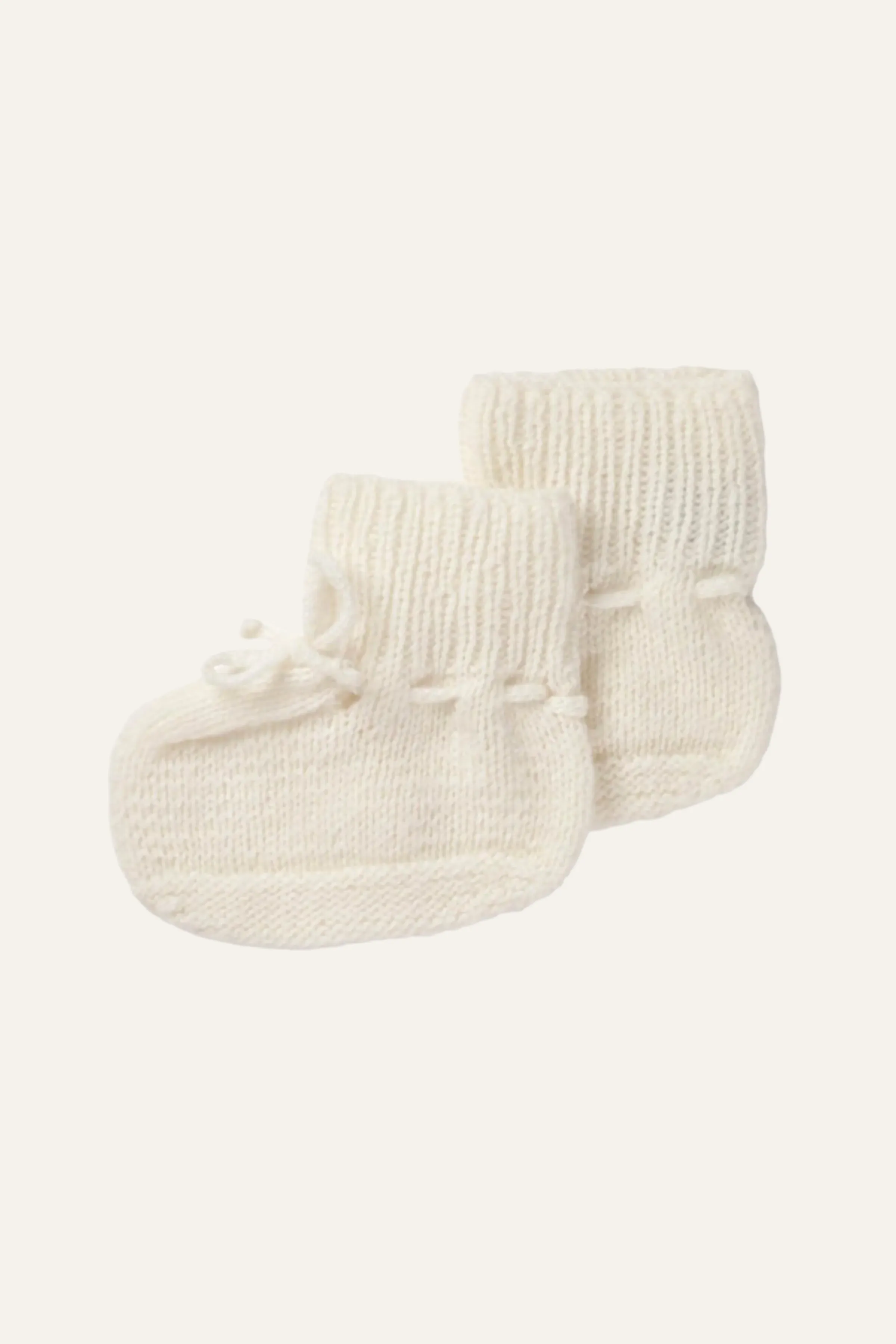 Ecru Hand Knitted Cashmere Baby Booties