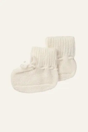 Ecru Hand Knitted Cashmere Baby Booties