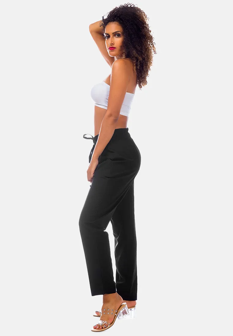 Elastic Waistband Straight Casual Pants