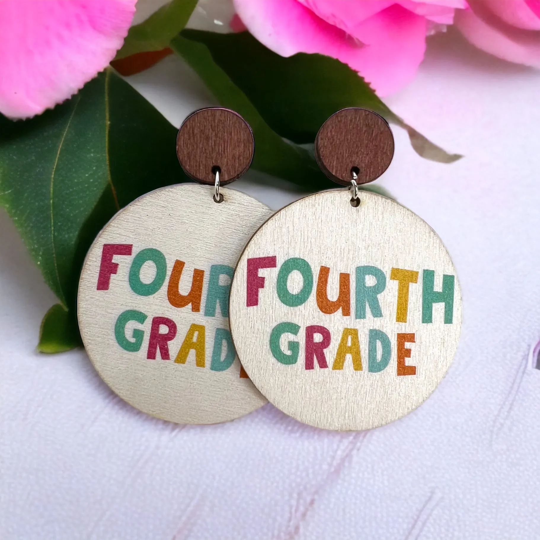 Elementary Teacher Earrings - First Grade, Second Grade, Third Grade, Fourth Grace, Fifth Grade Earrings