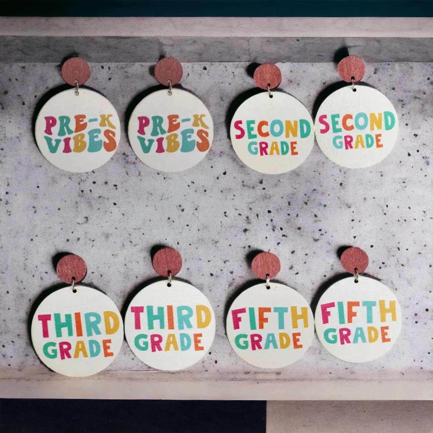 Elementary Teacher Earrings - First Grade, Second Grade, Third Grade, Fourth Grace, Fifth Grade Earrings