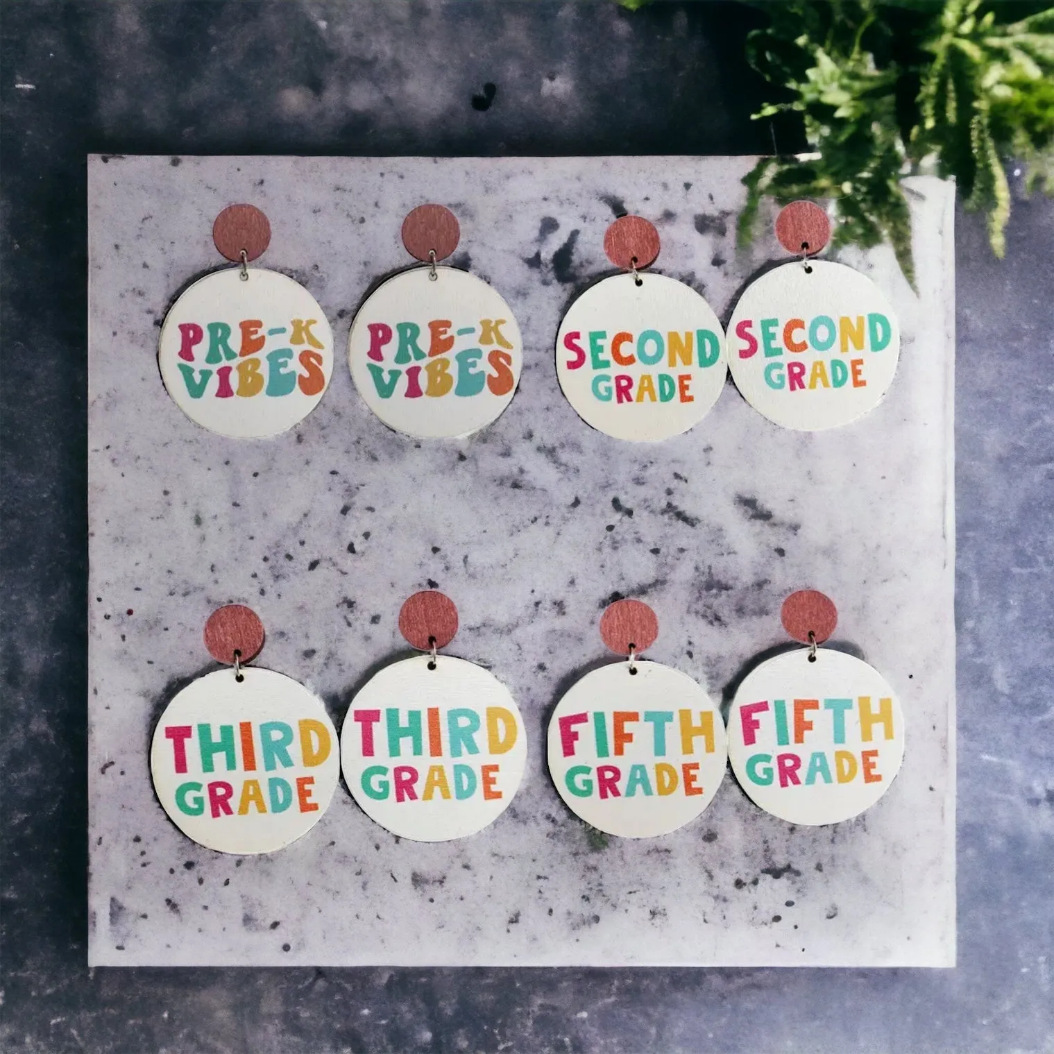 Elementary Teacher Earrings - First Grade, Second Grade, Third Grade, Fourth Grace, Fifth Grade Earrings