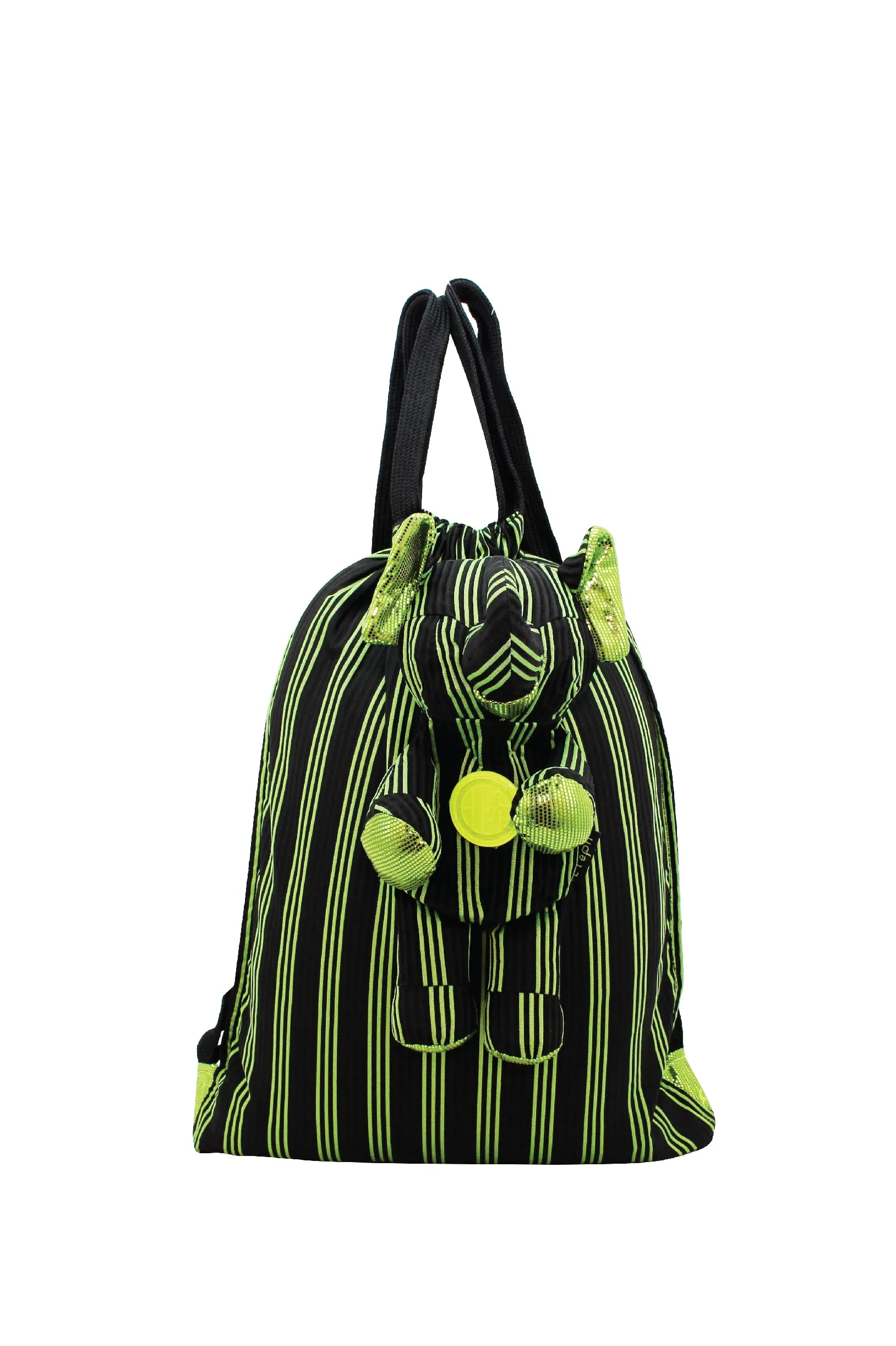 ELEPH FOLDABLE PLEAT 3 STRIPE - BACKPACK : Black / Green