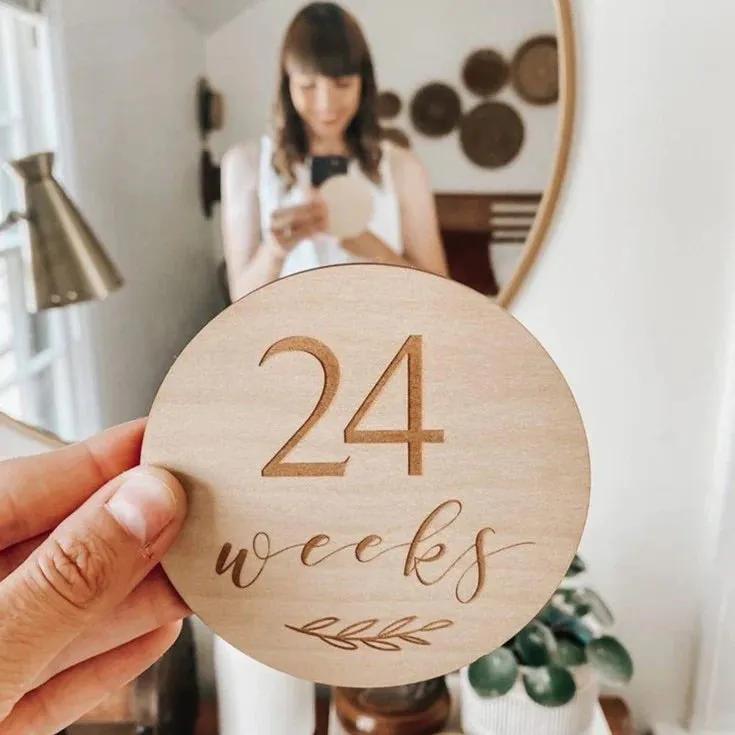 Etched Wooden Pregnancy Milestone Collection - Set of 14 - 10cm