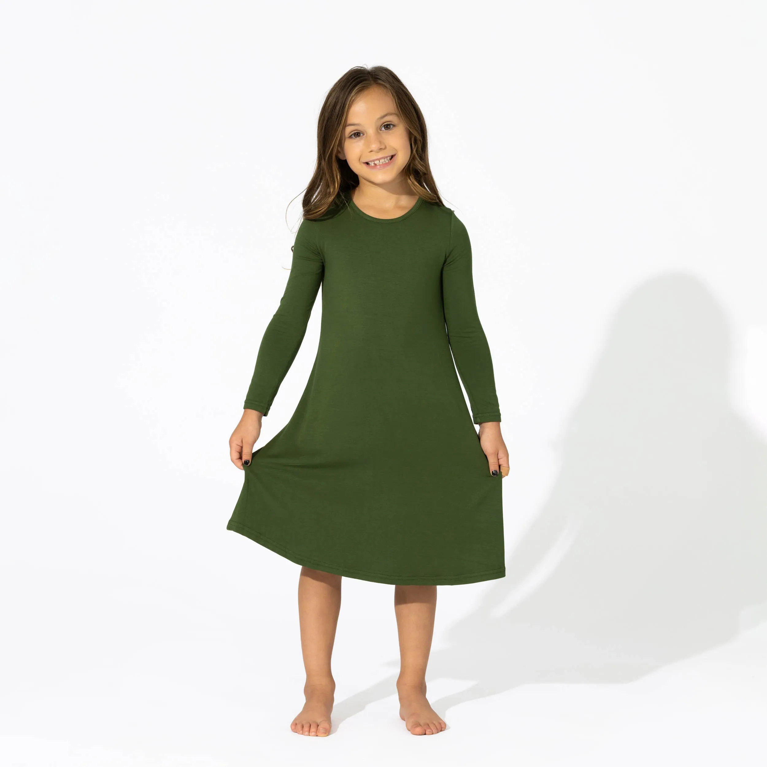 Evergreen Bamboo Girls' Long Sleeve Dress