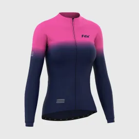 Fdx Duo Women's & Girl's Pink / Blue Thermal Roubaix Long Sleeve Cycling Jersey