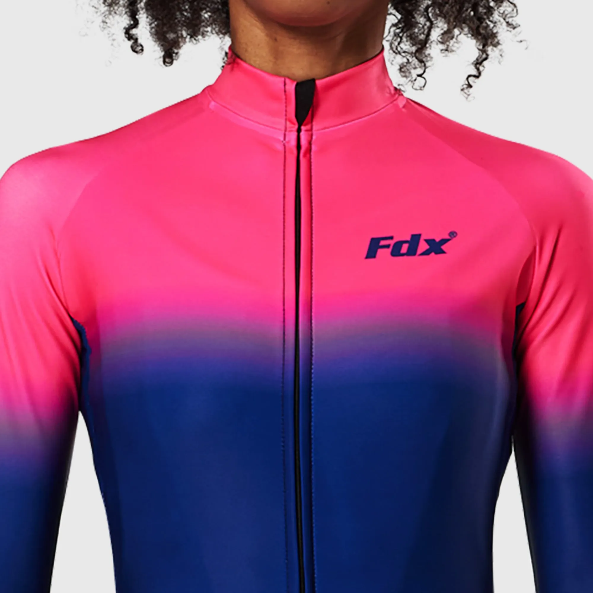 Fdx Duo Women's & Girl's Pink / Blue Thermal Roubaix Long Sleeve Cycling Jersey