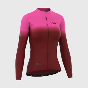 Fdx Duo Women's & Girl's Pink / Maroon Thermal Roubaix Long Sleeve Cycling Jersey