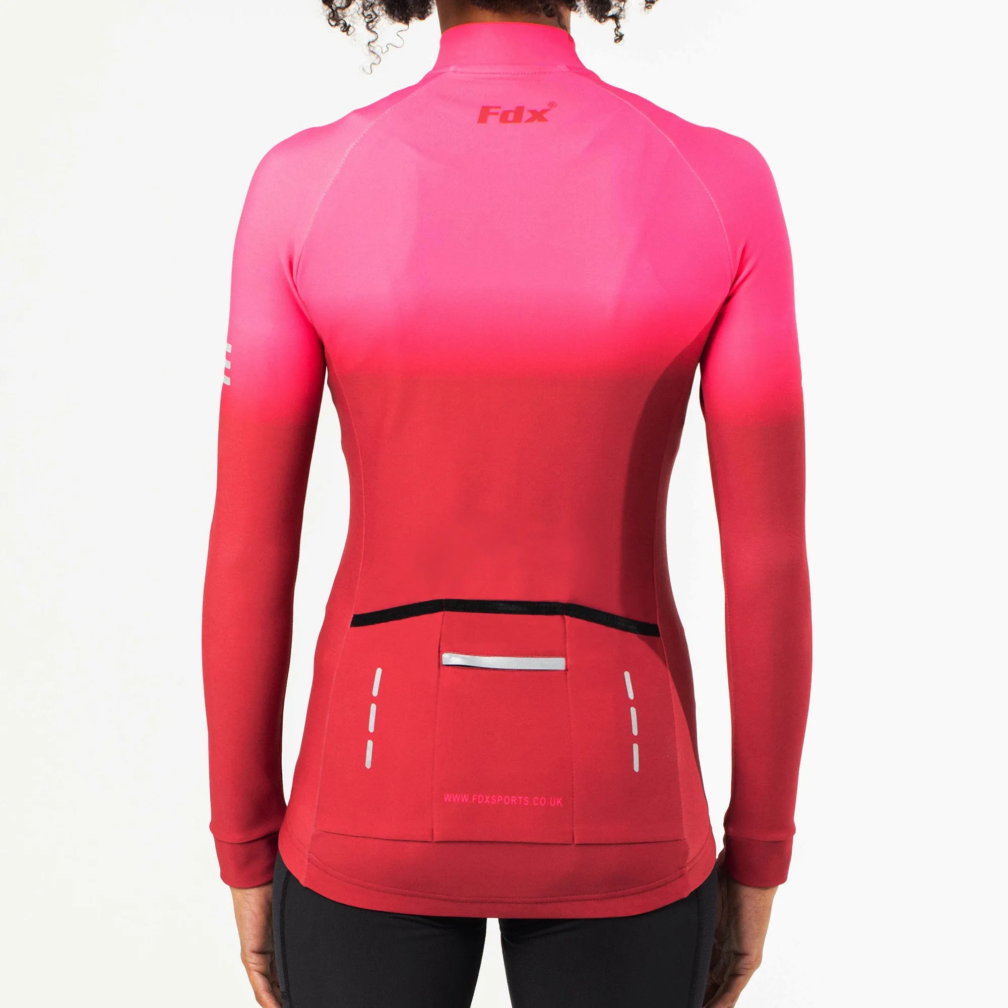 Fdx Duo Women's & Girl's Pink / Maroon Thermal Roubaix Long Sleeve Cycling Jersey