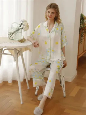 Floral Print Button Cotton Pajama