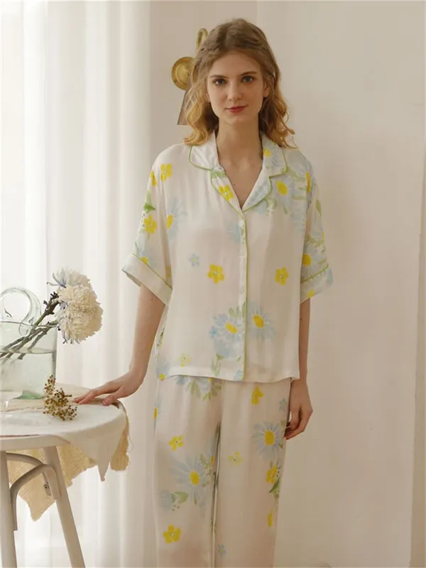 Floral Print Button Cotton Pajama