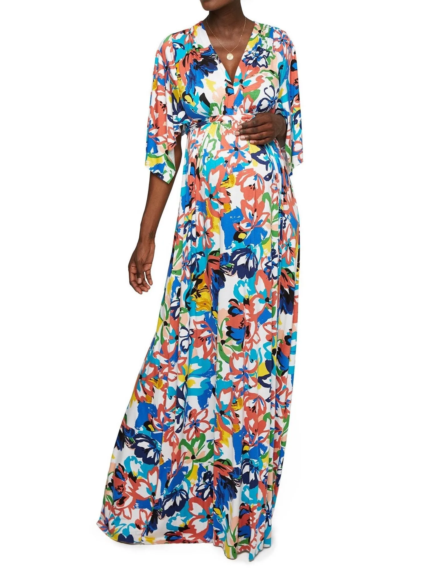 Flores Long  Maternity Caftan Dress