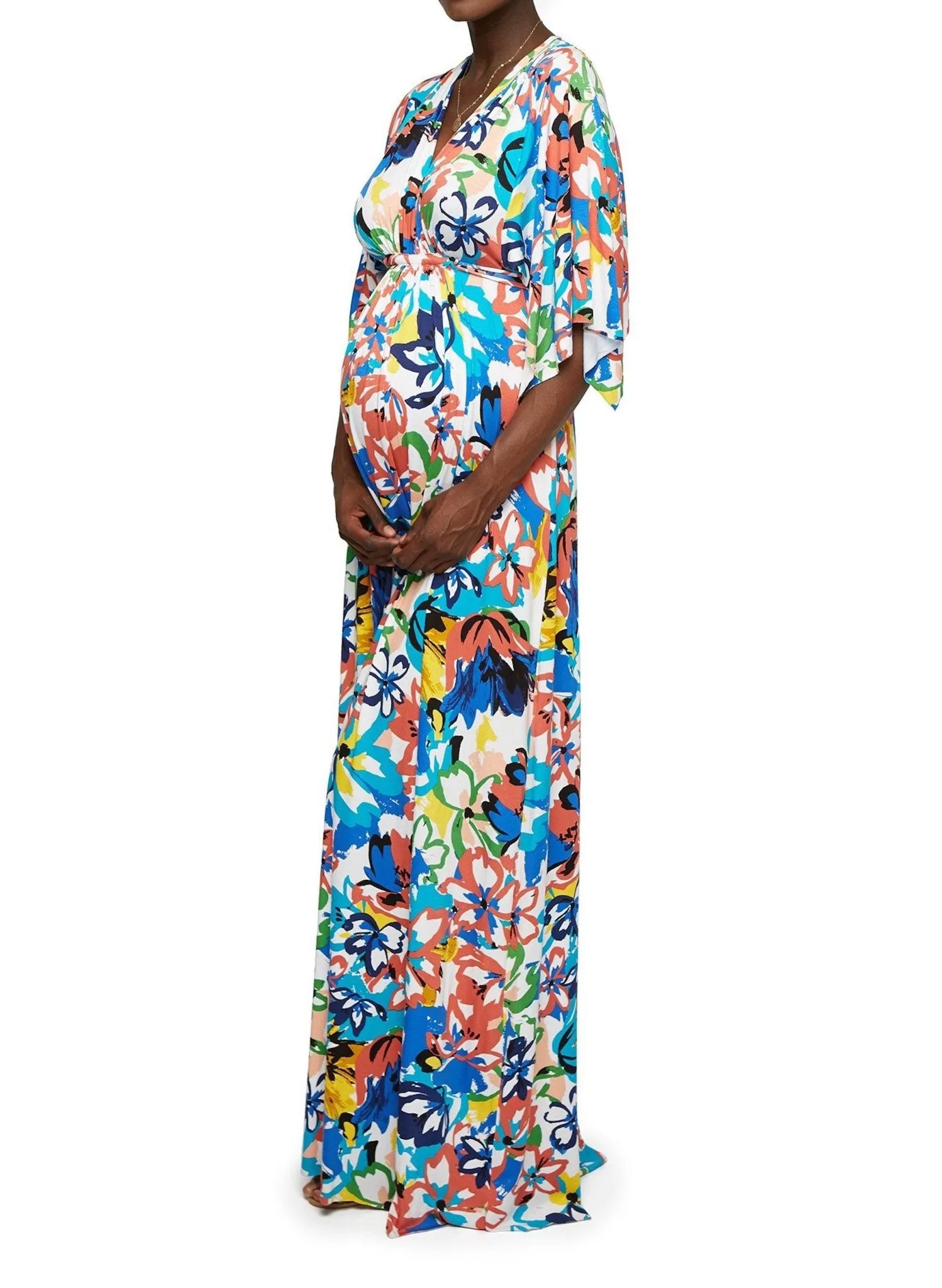 Flores Long  Maternity Caftan Dress