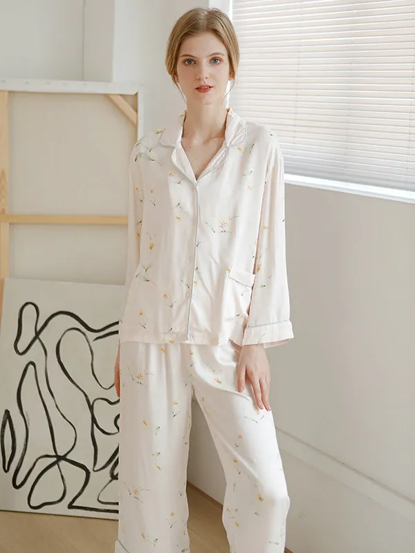 Flower Print Button Cotton Pajama