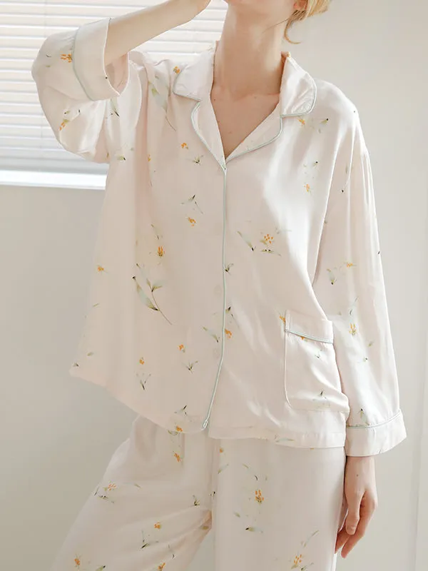 Flower Print Button Cotton Pajama