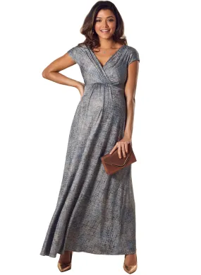 Francesca Maternity Maxi Dress - Bronze Blue