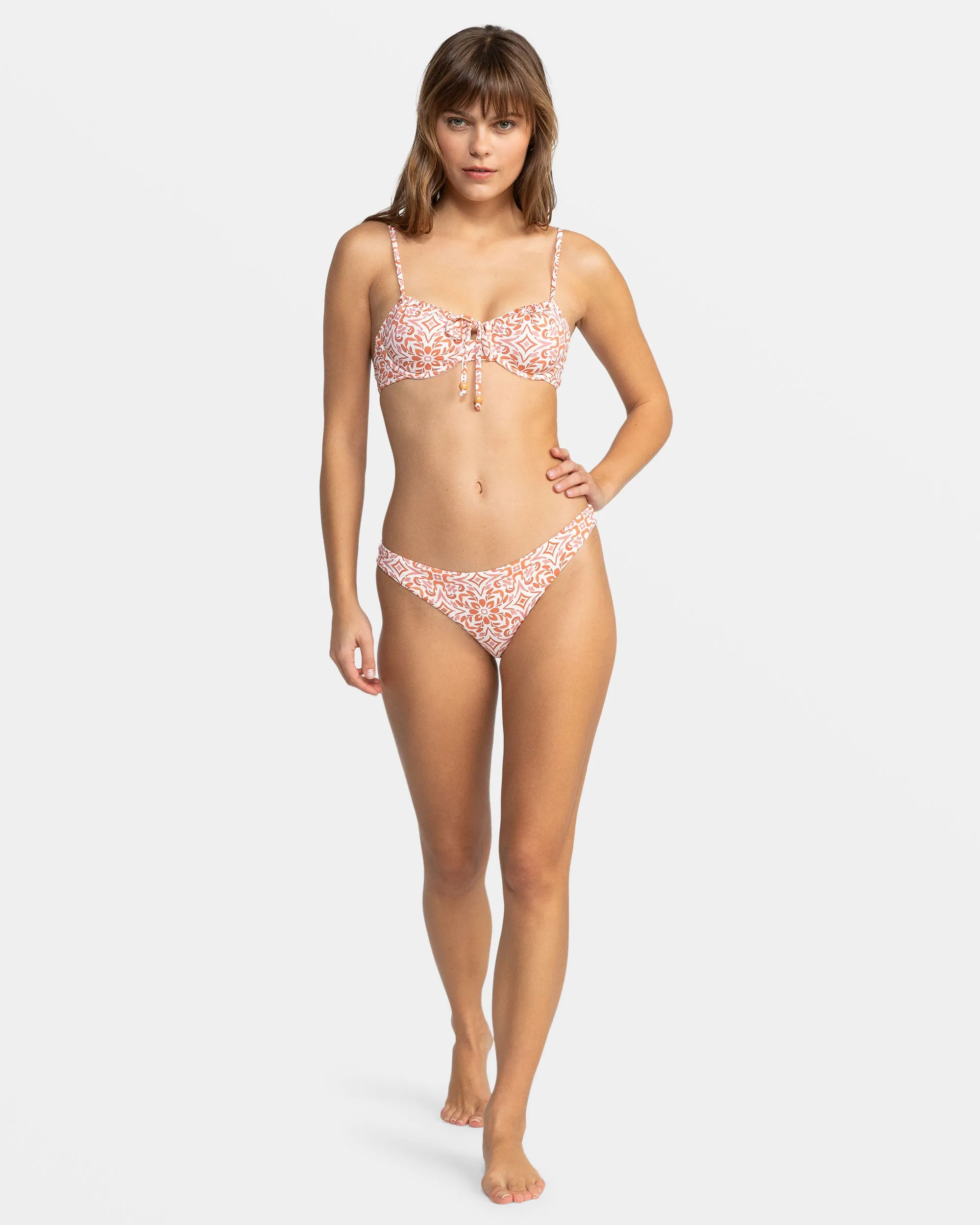 Fresco Tile Cheeky Bikini Bottoms - Cloud Dancer Fresco Tile