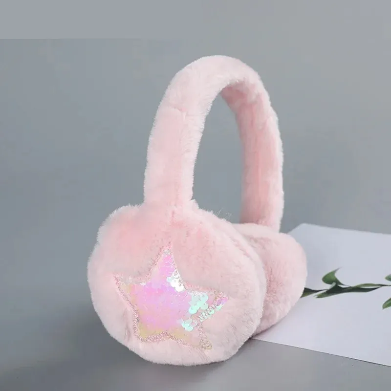 Girls Earmuffs Baby Pink Star