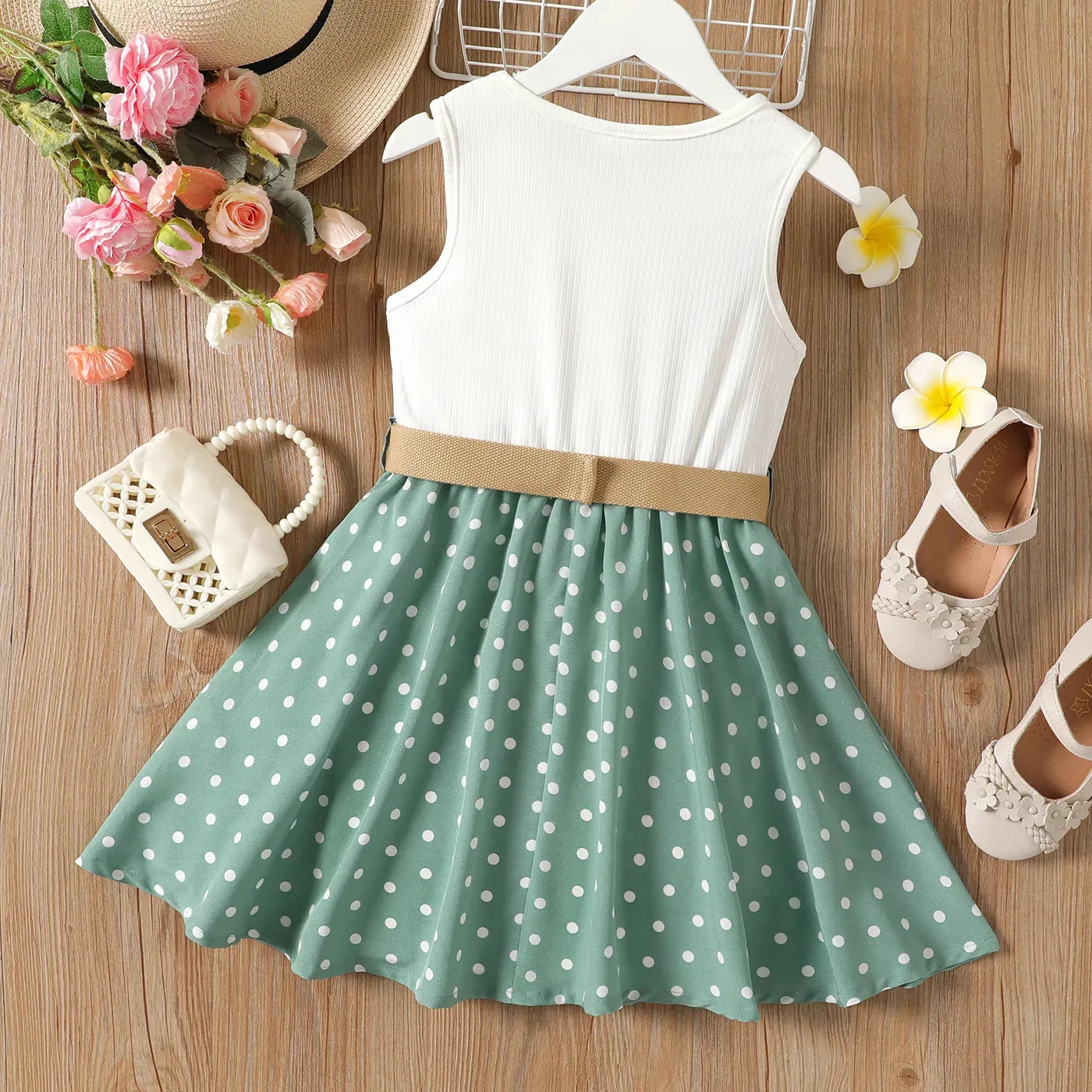 Girls Knee-Length Polka Dot Dress