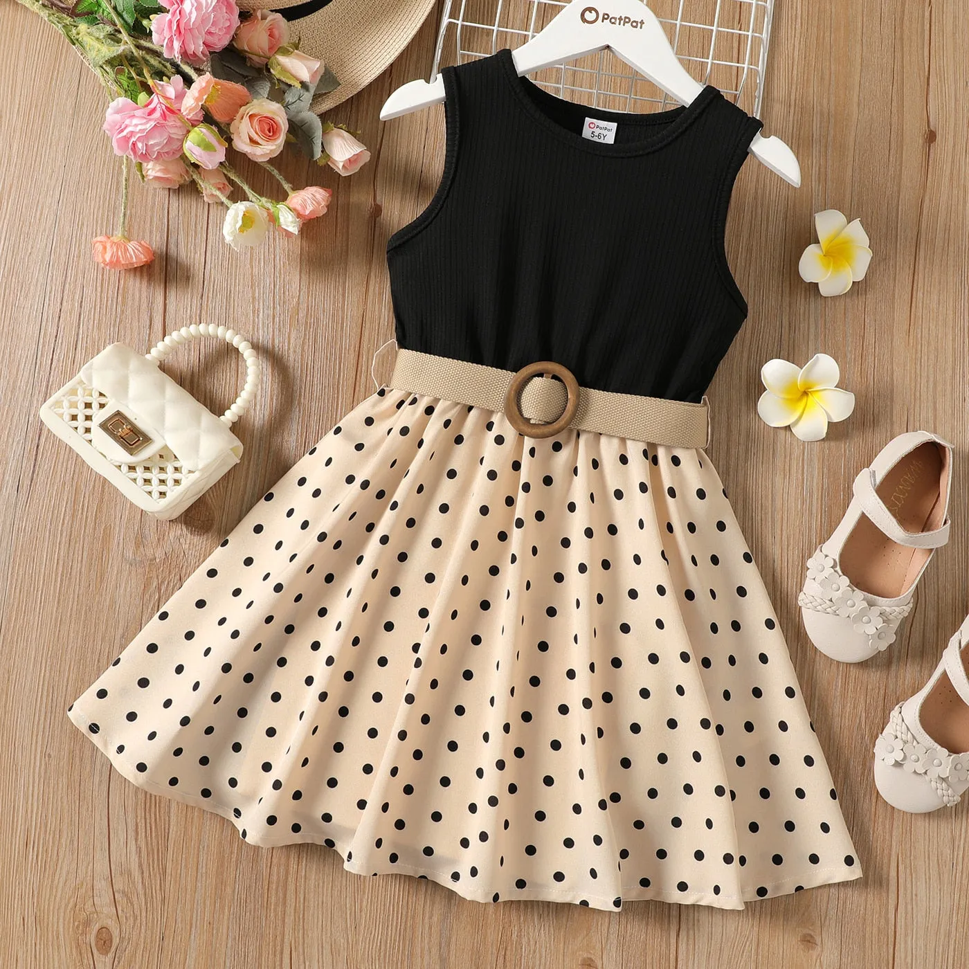 Girls Knee-Length Polka Dot Dress