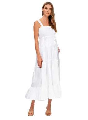 Holly Long Maternity Dress - Optical White