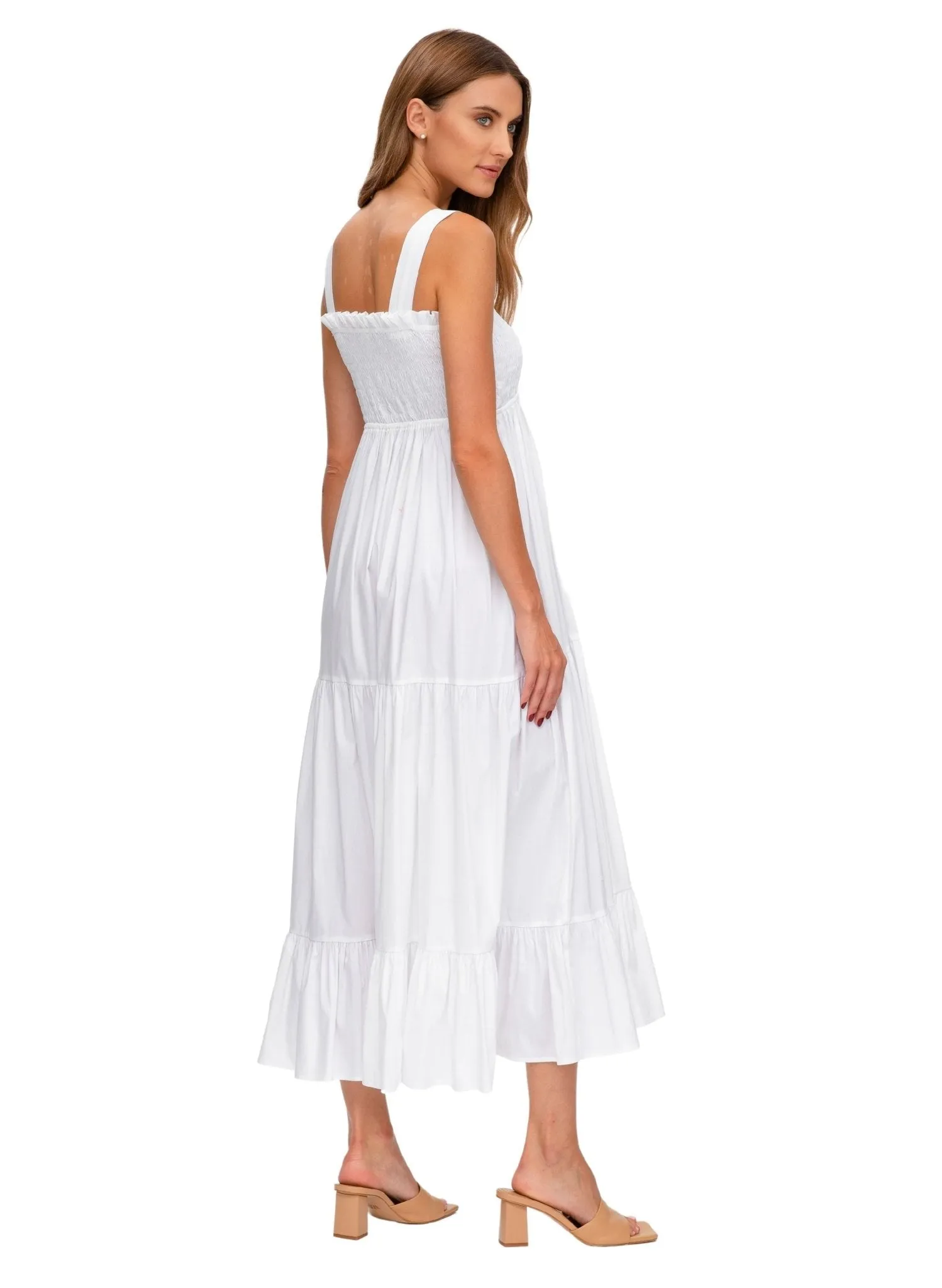 Holly Long Maternity Dress - Optical White