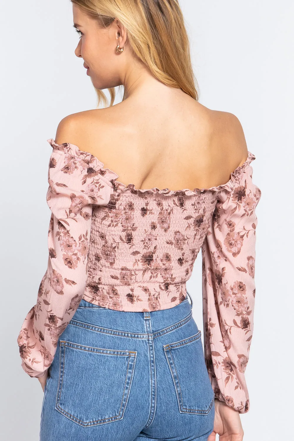 Hook & Eye Detail Floral Print Top