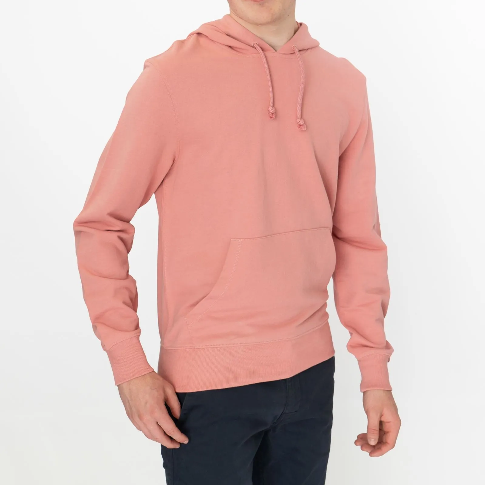 J. Crew Mens Hoodie Pink Kangaroo Pocket Drawstring Hood Long Sleeve Top