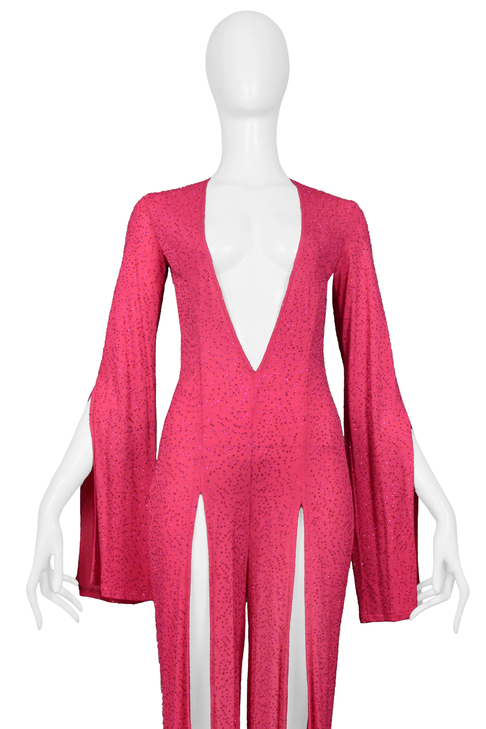 KATY RODRIGUEZ HOT PINK GLITTER JUMPSUIT