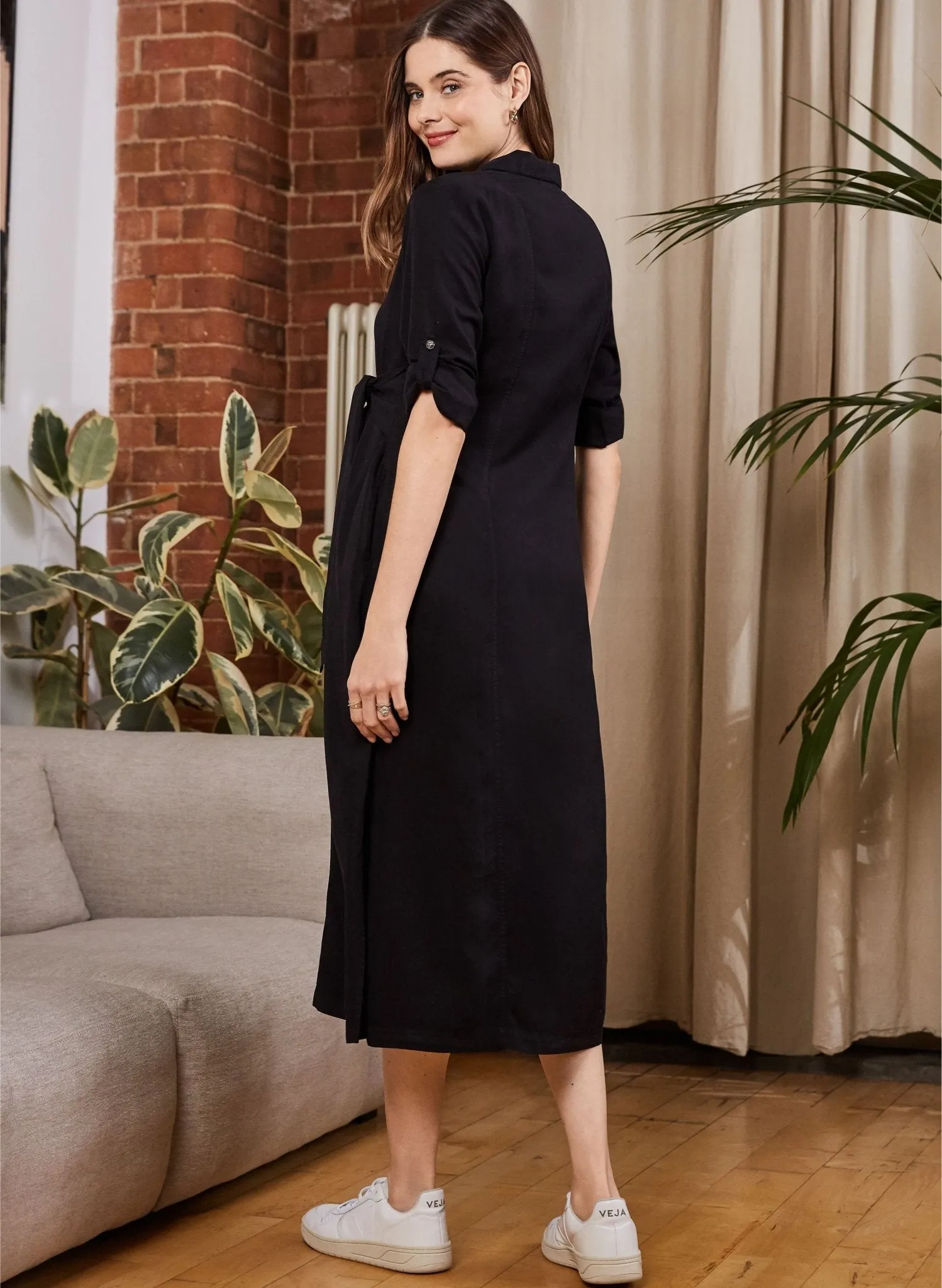 Kelsy Maternity Dress with Tencel - Black