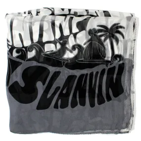 Lanvin Scarf Black Logo Beach Design - Chiffon Silk Shawl FINAL SALE