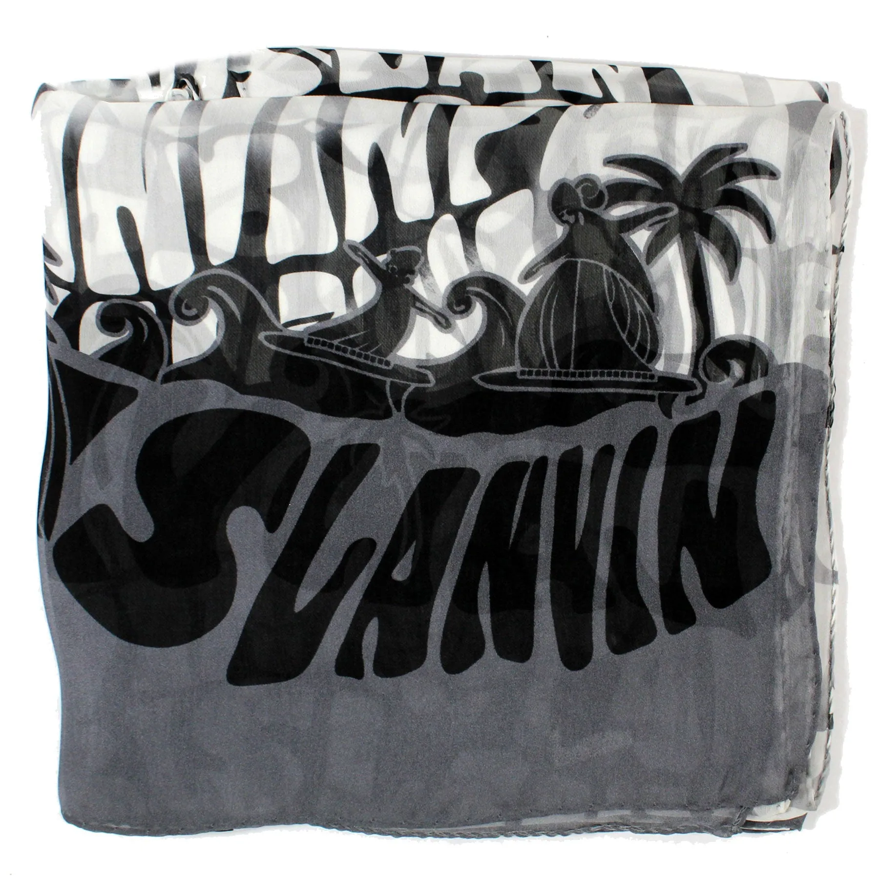 Lanvin Scarf Black Logo Beach Design - Chiffon Silk Shawl FINAL SALE