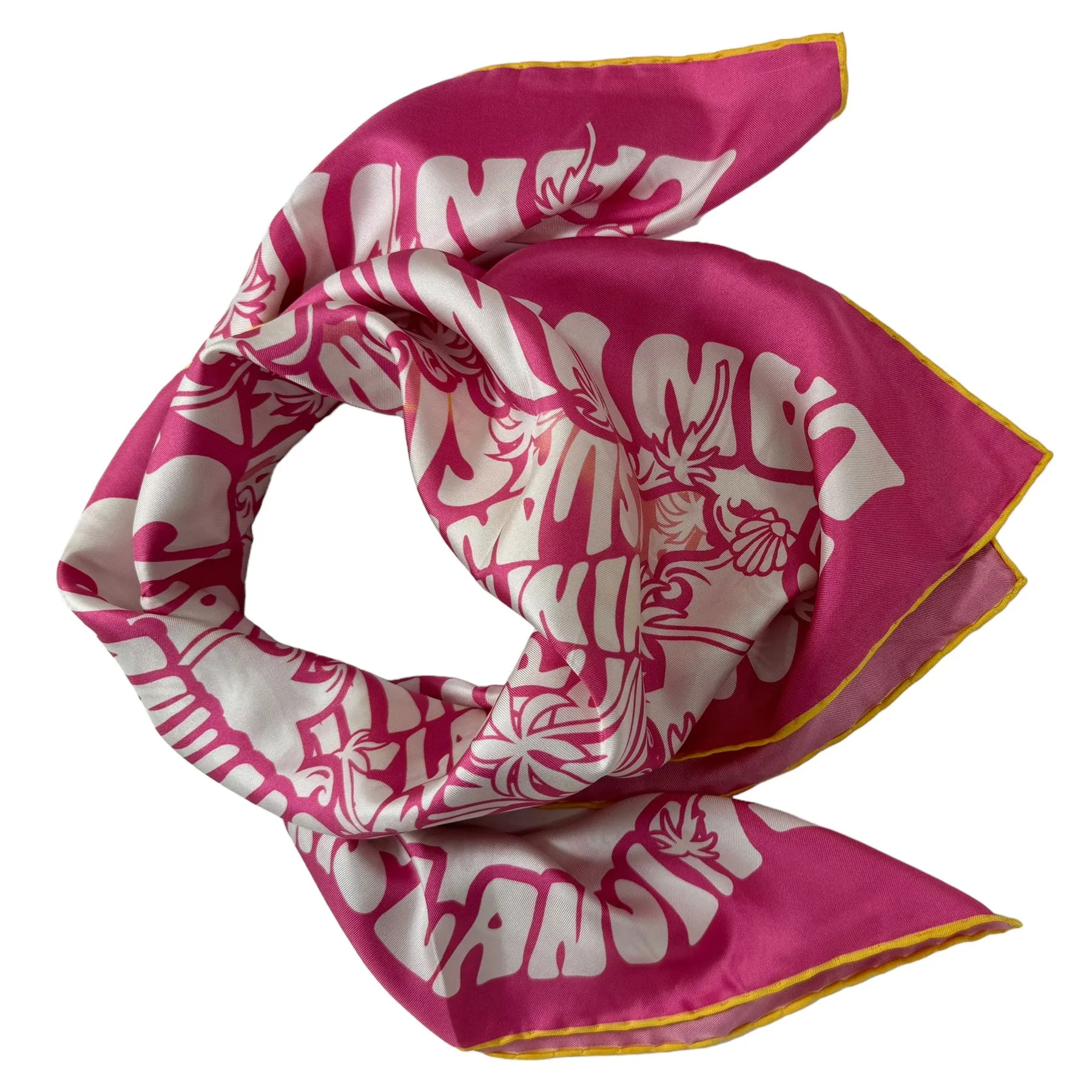 Lanvin Scarf Pink Logo Beach Design - Twill Silk Square Foulard SALE