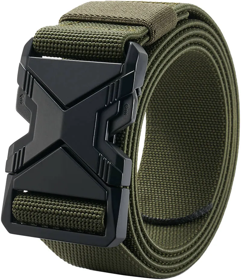 LionVII Tactical Belt, Elastic Stretch Military 1.5" Web Belt with Heavy Duty Quick Release Buckle for Waist Size Below 48"