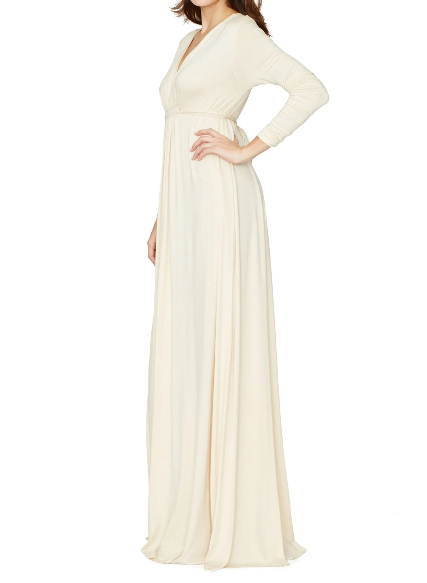 Long Sleeve Maternity Caftan Dress - Cream