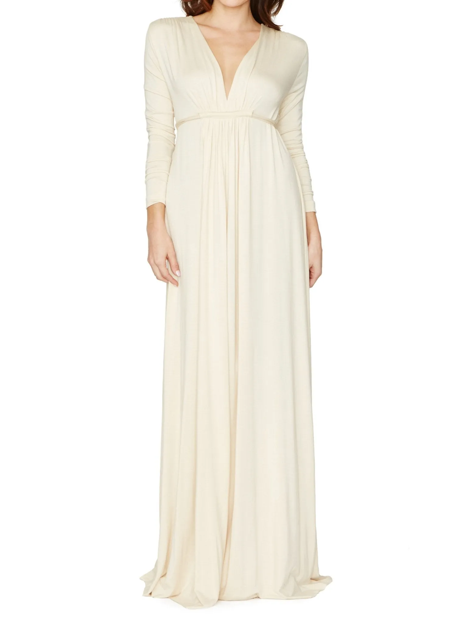 Long Sleeve Maternity Caftan Dress - Cream