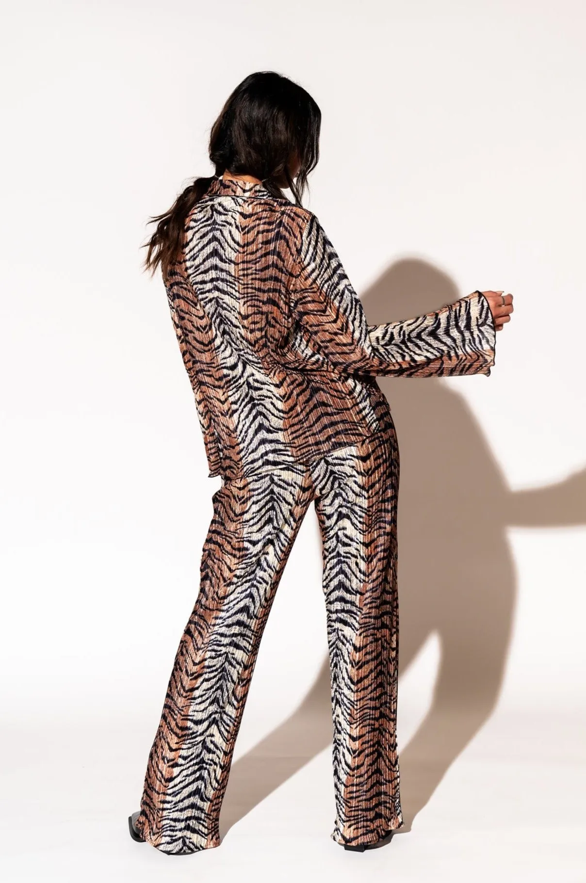 Long Sleeve Plissé Set in Go Get 'Em Tiger