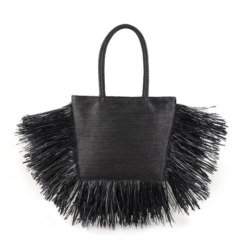 Luxury Unique Bohemian tassel Raffia Large Capacity Straw Tote