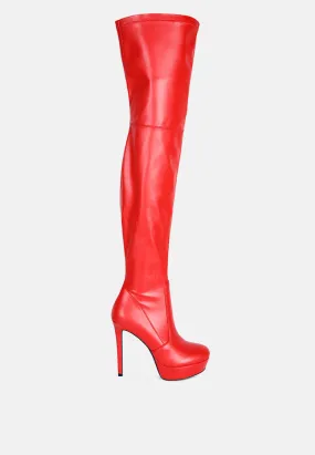 Marvelettes Faux Leather High Heeled Long Boots