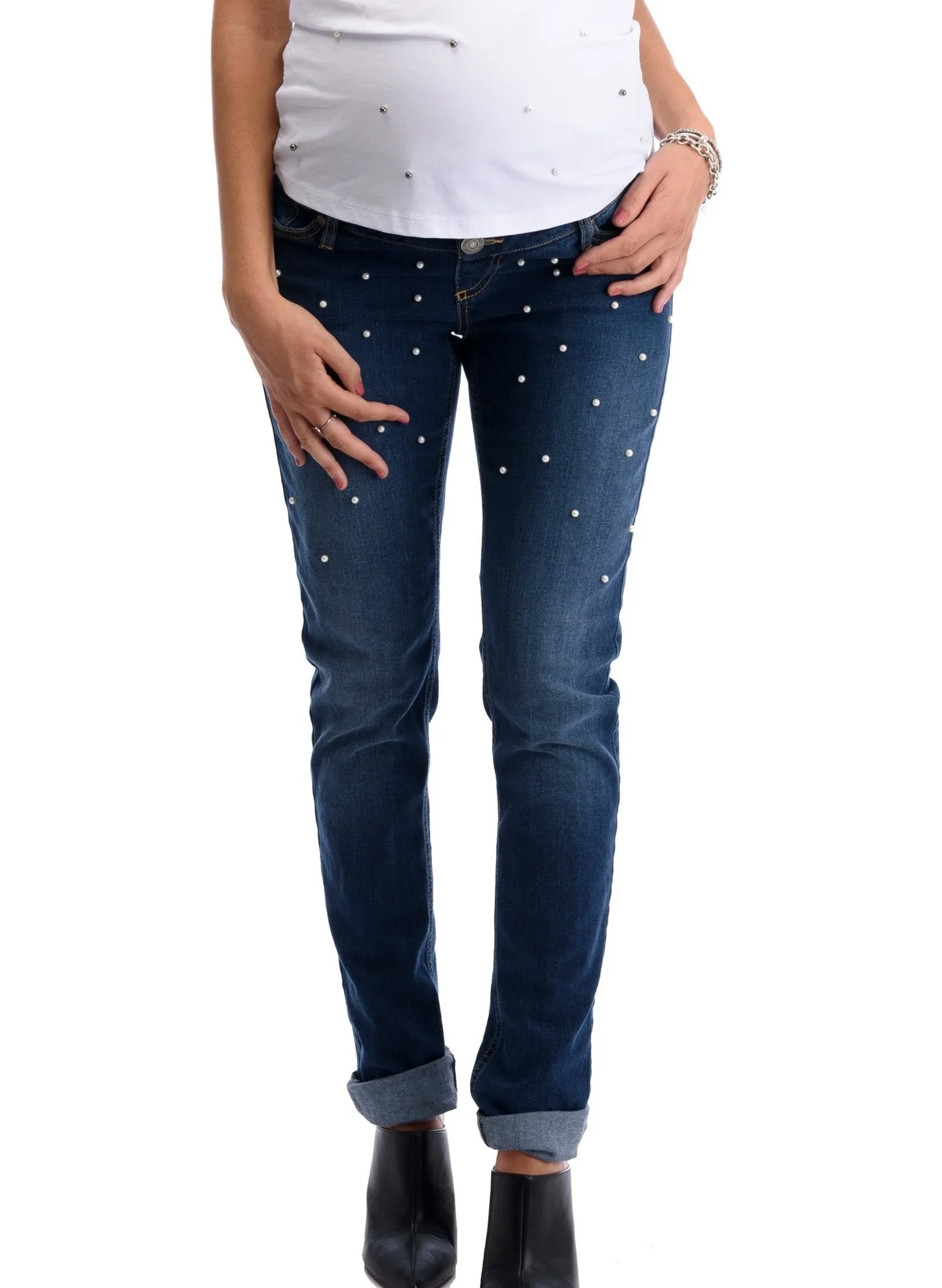 Maternity Jeans with Pearls