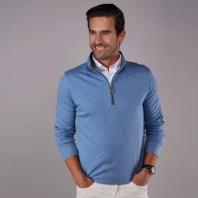 Medium Blue Heather Cloud Cotton Quarter Zip Pullover