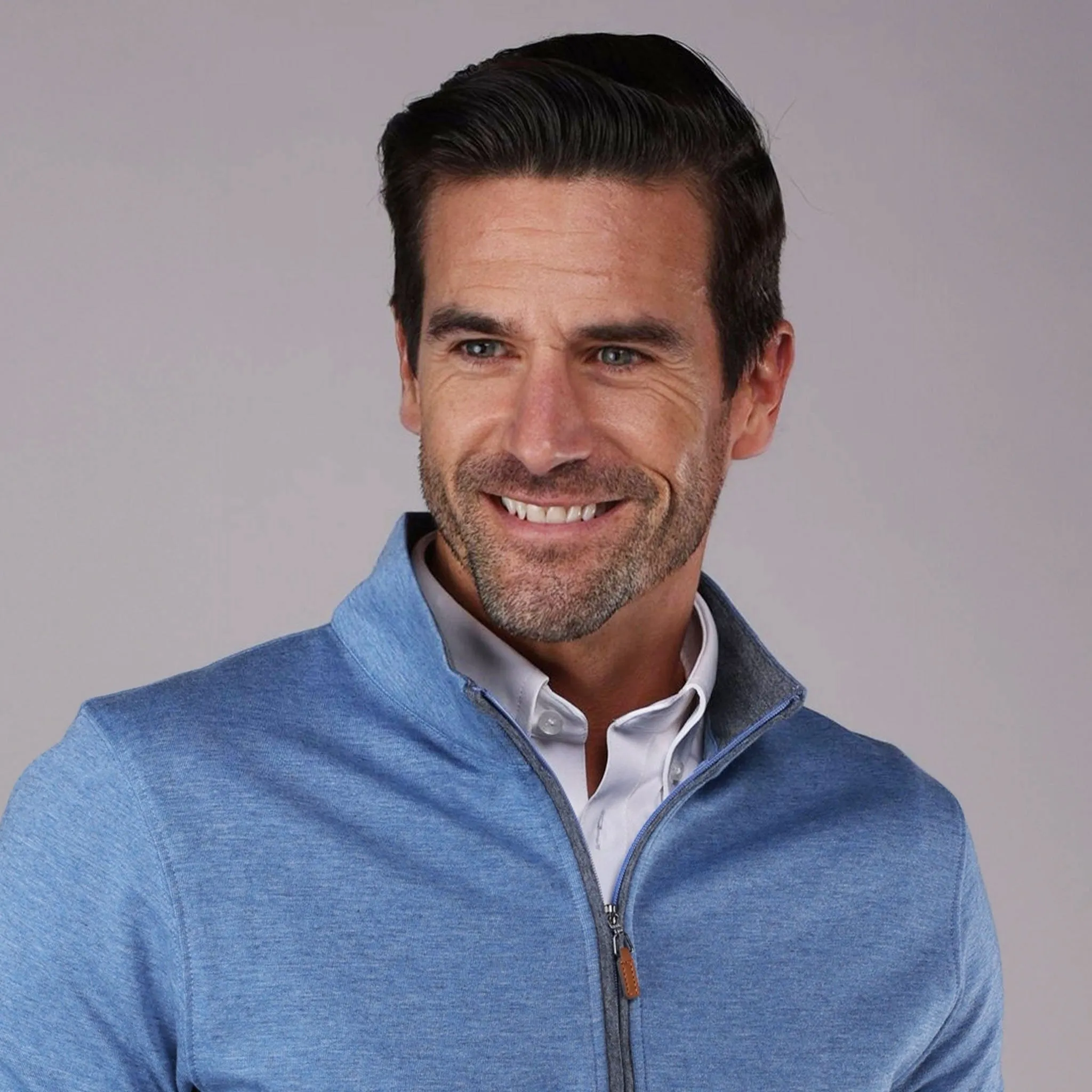 Medium Blue Heather Cloud Cotton Quarter Zip Pullover