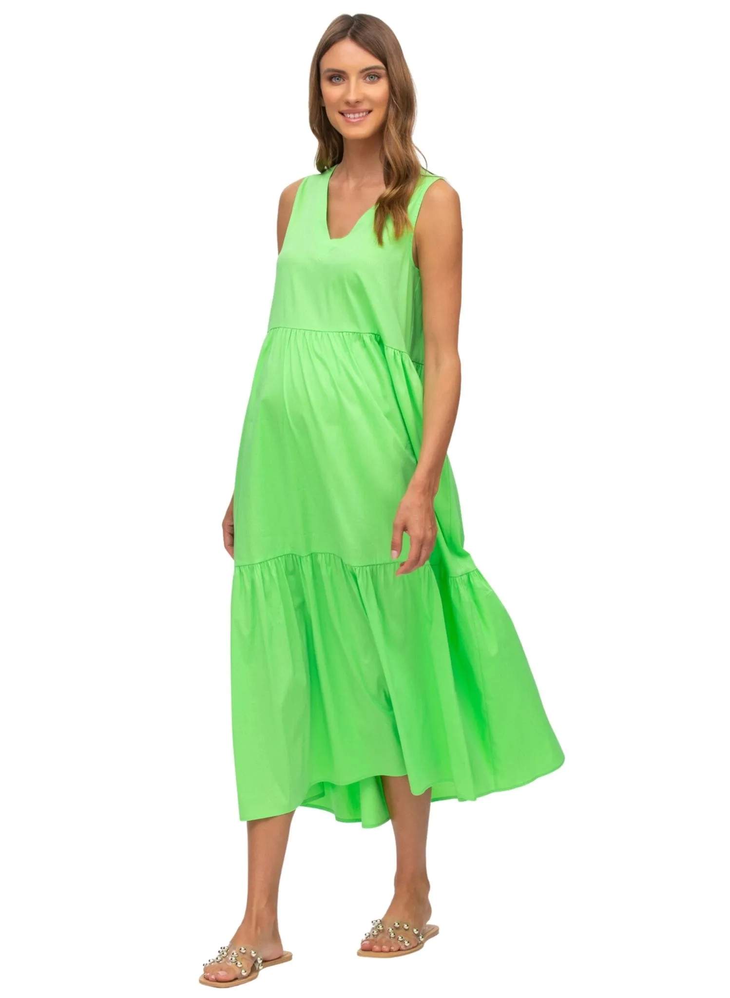 Melody Maternity Maxi Dress - Apple Green